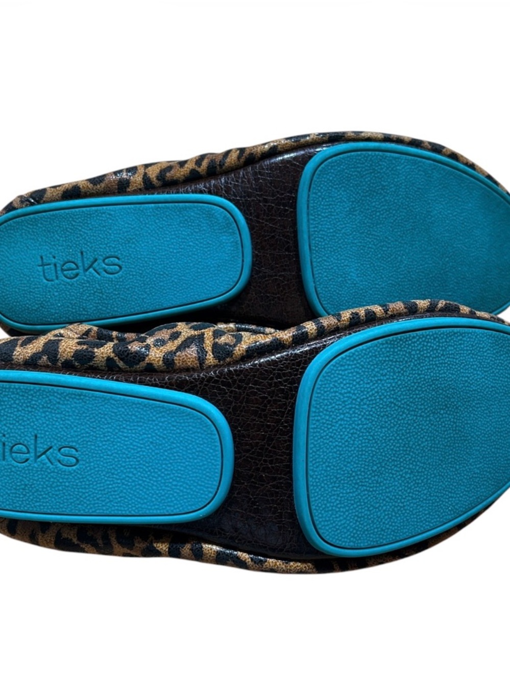 Tieks Leopard Print Ballet Flats - Size 10 Tan Leather Sole Black Brown - Picture 4 of 5